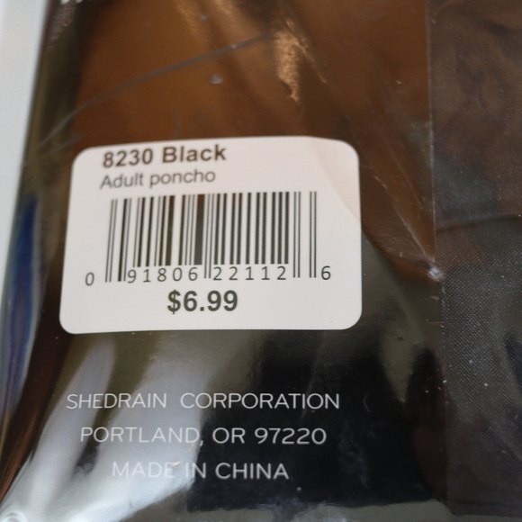 Rain Essentials Rain Poncho Adult Black - Picture 3 of 4